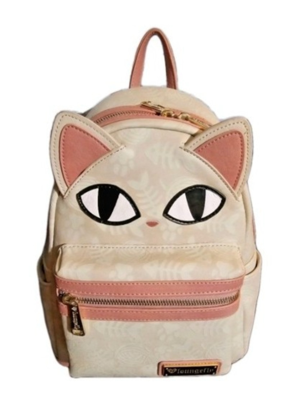 🚨 2018 ONE OF A KIND Loungefly Cat Face Fish Bone Mini Backpack - GUC / Misprin